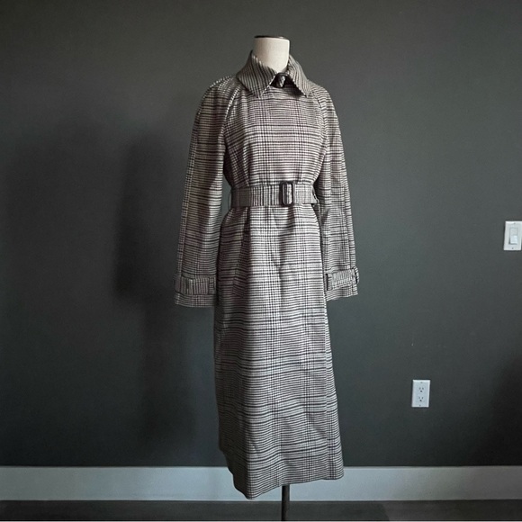 ASOS Dresses & Skirts - ASOS Houndstooth Check Trench Dress Belted Midi Long Sleeve US 4